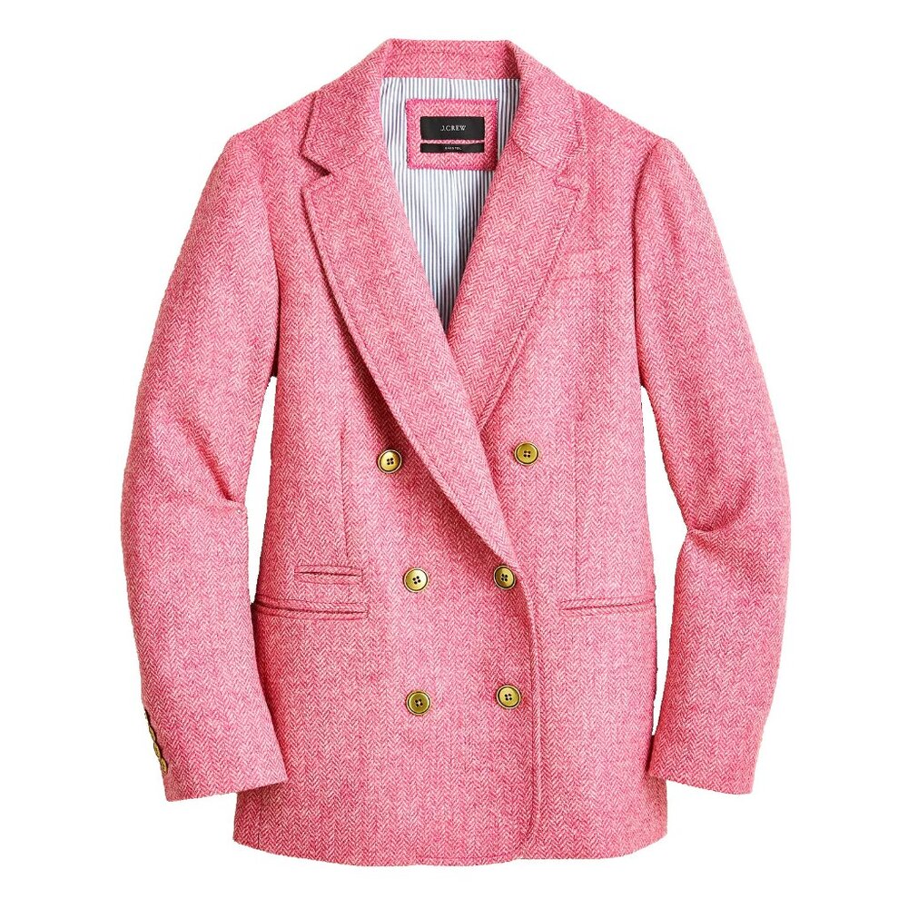 NWT J.Crew Bristol Blazer in Rose Pink English Wool Herringbone Jacket 6 $298